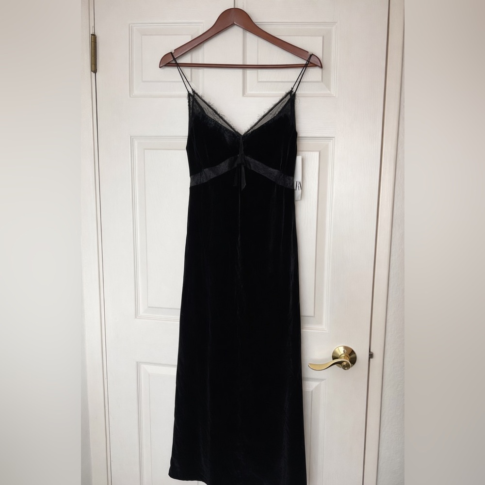NWT - Zara Black Velvet Dress